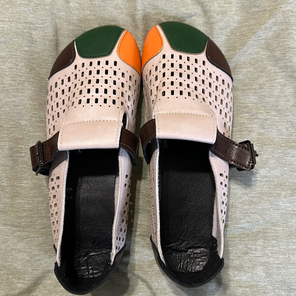 Fashion Mary Jane Shoes Women Colorblock Hollow Out Mary Jane Flats